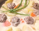 野菜ブロスで 鶏団子と野菜のクリーム煮作り方6写真