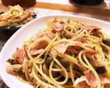 簡単◎ベーコンきのこのバジルオイルパスタ作り方4写真