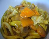カレーうどん。汁少なっヽ(ﾟﾛﾟ; )！作り方5写真