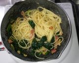 ほうれん草とベーコンのパスタ（中華だし）作り方6写真