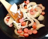 白菜と玉ねぎとソーセージのクリームパスタ作り方2写真