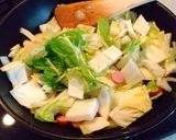 白菜と玉ねぎとソーセージのクリームパスタ作り方3写真