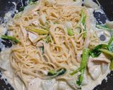 カブとサラダチキンのクリームパスタ作り方4写真