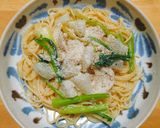 カブとサラダチキンのクリームパスタ作り方5写真