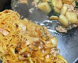 豚バラ大根とナポリタン、アスパラ菜作り方3写真