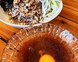 ラー油で食べる肉そば作り方8写真