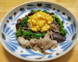 菜の花とキクラゲに豚こま肉のからし炒め作り方5写真