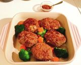 牛挽肉100% チーズインハンバーグ作り方20写真