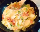 白菜と玉ねぎとソーセージのクリームパスタ作り方5写真