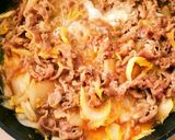 白菜大量消費☆牛バラ肉と白菜の卵とじ丼作り方5写真