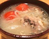 サバ缶で☆さばとトマトのガーリック味噌汁作り方10写真