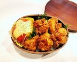 のっけ弁当(鶏唐揚げと焼きトマト)作り方1写真