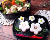 如月５　梅の花　海苔弁当作り方3写真