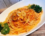 フライパンでシーフードとトマトのパスタ作り方8写真