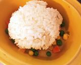 服が汚れないフォークで食べるオムライス作り方1写真