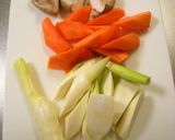 鶏とマコモダケの煮もの作り方1写真