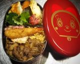 ノアちゃんの牛丼、海老フライ弁当！作り方3写真