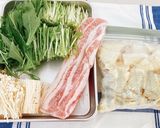 冷凍で!豚バラと水菜のパスタ作り方1写真