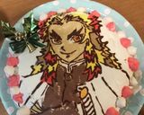キャラケーキ　鬼滅の刃　煉獄さん作り方7写真