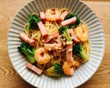 エビとベーコンとブロッコリーのパスタ作り方4写真