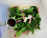 レンジ！菜の花とベーコンのバター醤油あえ作り方3写真