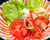 カニカマサラダ　カニ酢で作り方1写真