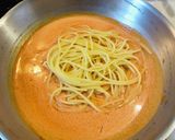 ウニ風味のトマトクリームパスタ☆作り方5写真