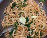 鶏肉とほうれん草のナポリタンうどん作り方6写真