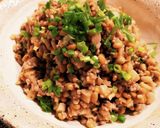 蓮根納豆ミンチ炒め作り方4写真