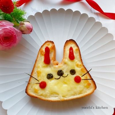 うさぎちゃんトースト♡ひよこ イースター製作うさぎ