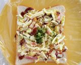 冷凍トースト！ベーコン卵のお好み焼き作り方3写真