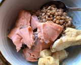 納豆と鮭・油揚げのご飯作り方2写真