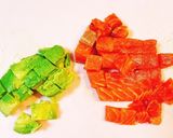 簡単♡サーモンとアボカドのハワイ風ポキ丼作り方1写真