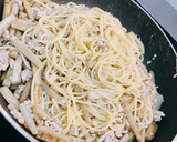 鶏そぼろとごぼうの旨味たっぷりパスタ作り方5写真