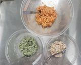 お弁当にも最適！春の三色つくねだんご✿作り方5写真