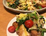 厚揚げと小松菜炒めトマト&そぼろ&チーズ作り方13写真