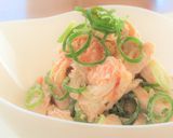 鶏ささみと青ねぎのたらこマヨネーズあえ作り方3写真