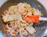 挽肉キャベツ青じそのふわ卵オイマヨ炒め♪作り方4写真