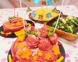 お祝い・おうちパーティーに♪肉ケーキ作り方2写真