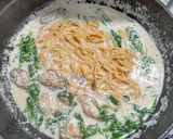 カキと菜の花のクリームパスタ作り方8写真