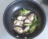 牡蠣と春菊の和風パスタ作り方2写真
