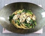 牡蠣と春菊の和風パスタ作り方4写真