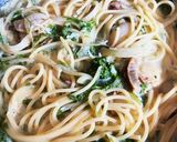 ベビーほたてとあおさの豆乳クリームパスタ作り方6写真