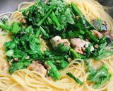 鯖缶と春菊のピリ辛ラー油パスタ作り方5写真