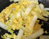 白菜と卵炒め、肉焼いたフライパンお掃除作り方8写真