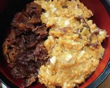 しぐれ煮と卵とじの２色丼作り方4写真