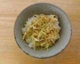 崩し目玉焼きの蒸らしキャベツ豚丼作り方4写真