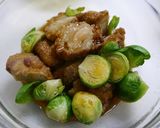 レンジで簡単！唐揚げと芽キャベツの甘酢餡作り方2写真