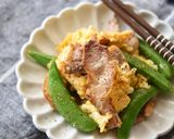豚バラとスナップえんどうのチーズ卵炒め作り方4写真