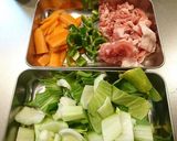豚こまとチンゲン菜のごま油炒め作り方1写真